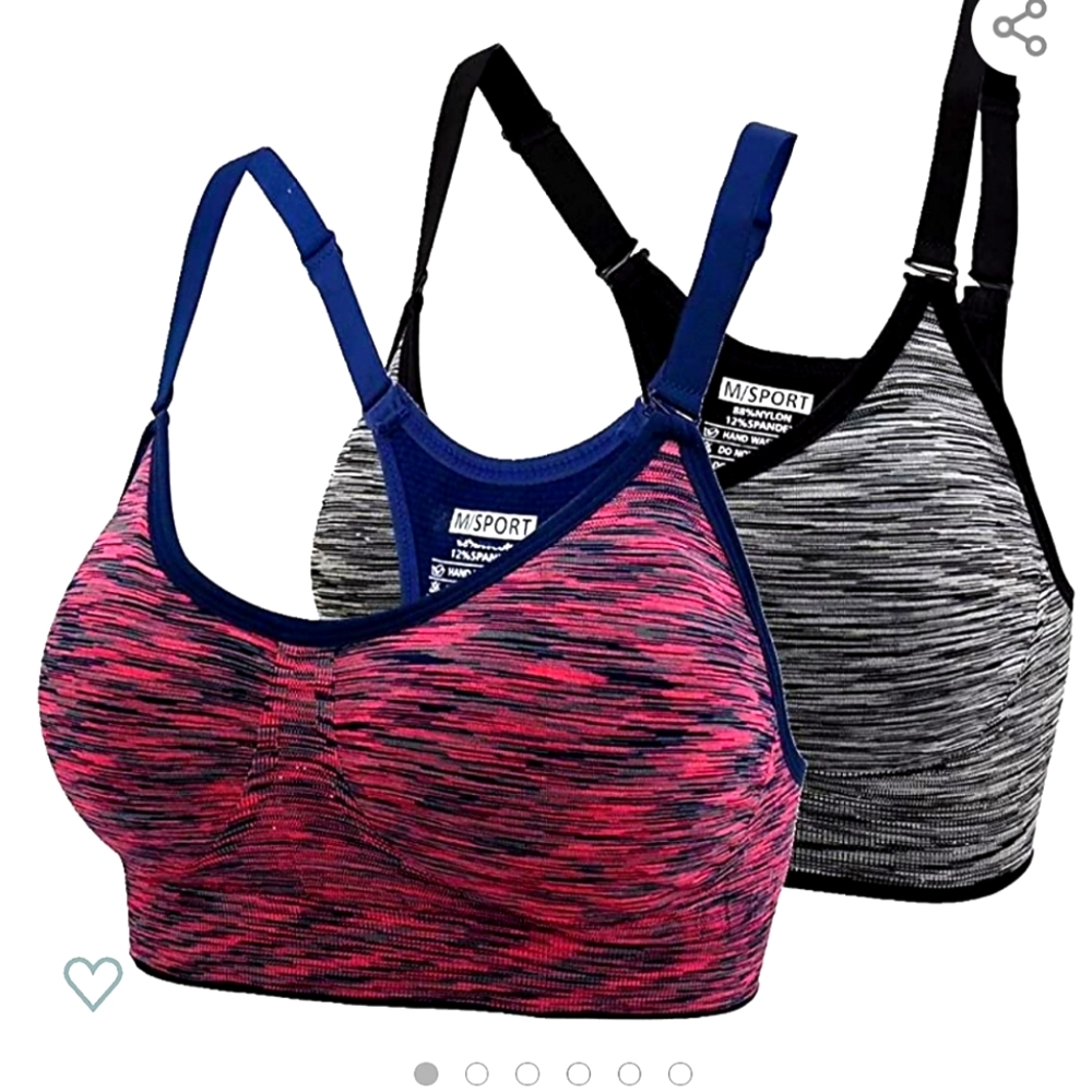 2 Pack Women's Adjustable Padded Sports Bra Racerback Yoga Bras; Purple/Grey. XL